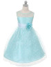 Sheer Neck Organza Polka Dot Tea Length Flower Girl Dress
